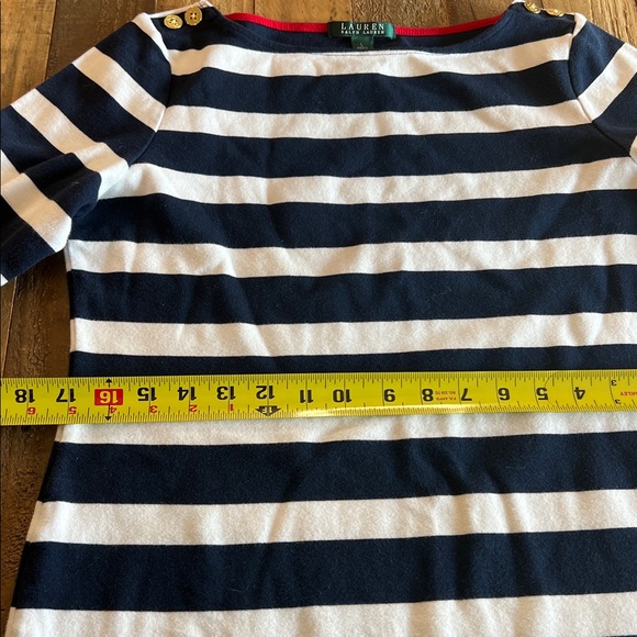 Ralph Lauren Nautical Dress EUC Gold Buttons 3/4 Sleeve Navy White and Red large - Picture 5 of 7